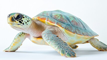Fototapeta premium Close-up image of a turtle on a white background