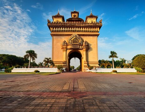 patuxai literally meaning victory gate in vientiane laos