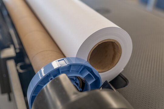 roll of printing paper installed on an ink jet printer