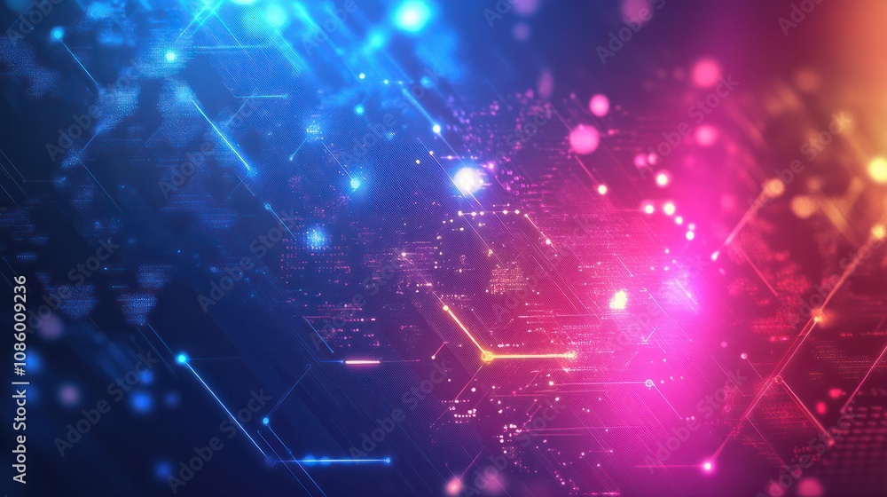 Poster cryptocurrency blockchain network background. bright glowing symbols. futuristic big data informatio