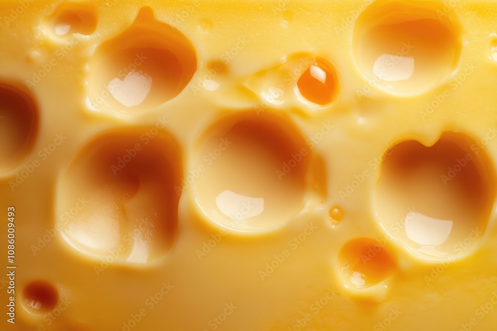 Poster A piece of cheese with holes, ideal for snacking or adding to recipes