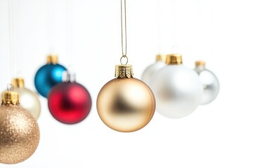 A string with multiple Christmas ornaments hanging from it, great for festive decoration and gift wrapping
