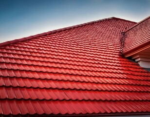 Naklejka premium two layer of red roof tiles on house tile pattern