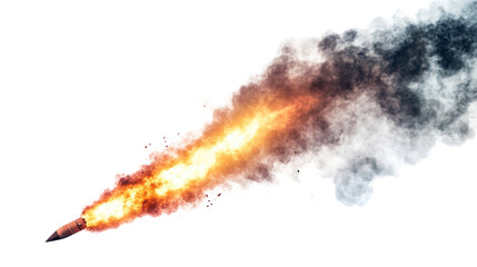 Rocket with flame transparent background