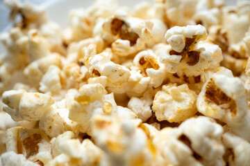 close up of caramel and honey popcorn
