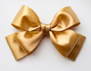 Luxurious gold gift ribbon bow on white background for elegant and festive celebrations