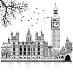 Big Ben and Houses of Parliament illustration