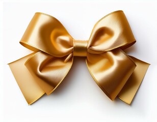  Luxurious gold gift ribbon bow on white background for elegant and festive celebrations