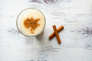 Boza, a winter drink made from cultural Turkish grains, in close-up