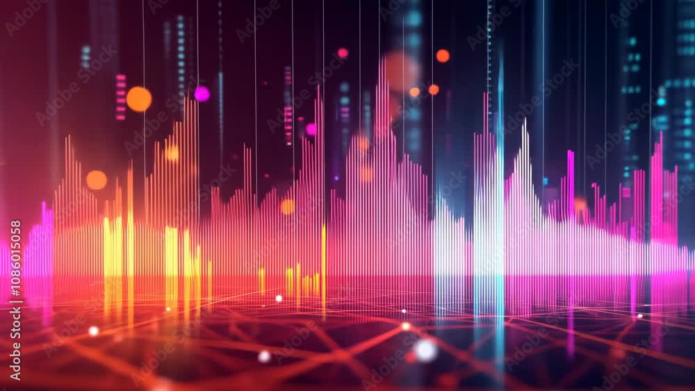 Poster an abstract digital rendering showcases dynamic audio waveforms