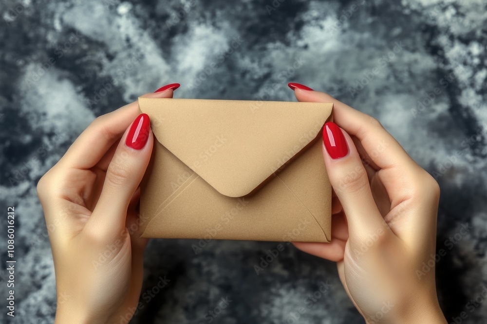 Aufkleber a person holds an envelope with a letter or message inside