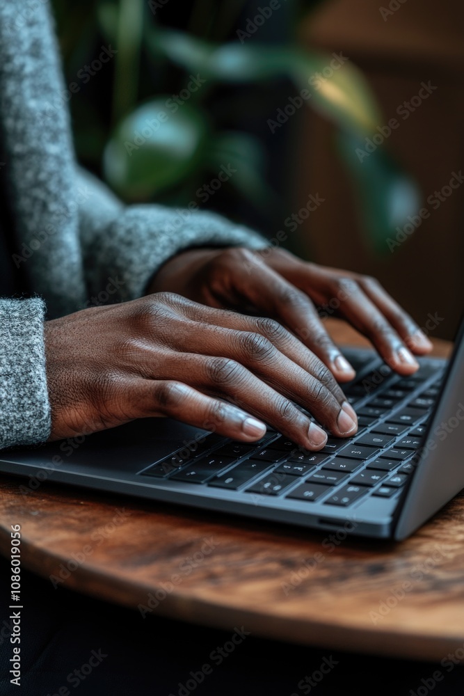 Poster close-up of a person working on their computer