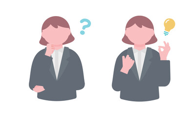 ひらめくスーツ姿の女性