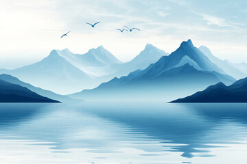 Serene Blue Mountains Reflecting In Calm Water