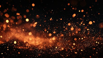 Fototapeta premium Fire embers particles over a black background, abstract dark glitter fire particles lights