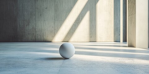 Minimalist Interior with Sunlight and a White Sphere