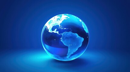 virtual reality concept - globe hologram over blue background