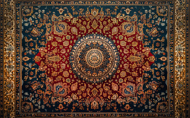 Naklejka premium Persian carpet with rich floral and geometric patterns