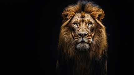 Fototapeta premium Lion king isolated on black background