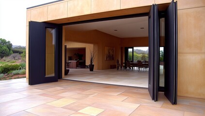 Open French Doors on the Patio of an Australian Home