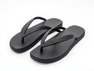Black flip-flop sandals on white background.