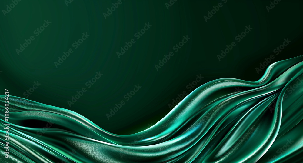 Poster dark green background with abstract wave elements