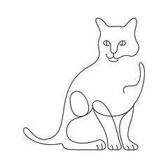 Minimalist Elegance: One-Line Hand-Drawn Cat Design in Vector Style