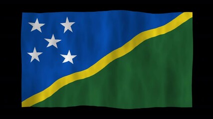 Looping animation of a waving 3D Solomon Islands flat flag with alpha channel