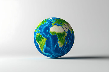 Fototapeta premium Detailed Representation of Earth Highlighting Continents, Oceans, and Natural Landscapes in a Minimalist Setting for Educational and Creative Use
