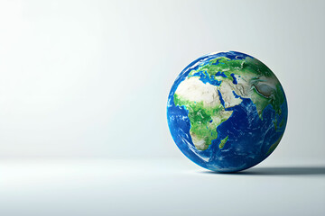 Fototapeta premium A Beautifully Rendered Earth Globe Showing Richly Detailed Features of Continents, Oceans, and Landmasses on a Soft Light Background for Illustrating Global Themes
