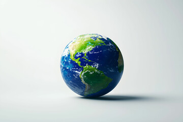 Fototapeta premium Stunning Earth Globe Illustration on a Minimalist Background Showcasing Natural Forests, Oceans, and Landmasses in a Bright and Vibrant Color Palette