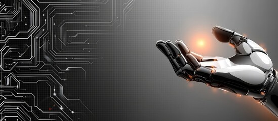 Futuristic Hand Holding a Chip with a Glowing Light