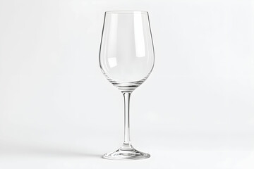 Elegant Empty Wine Glass on White Background, Ideal for Beverage or Table Setting in Restaurants, Events, and Home Decor, Capturing Sophisticated Dining Experience