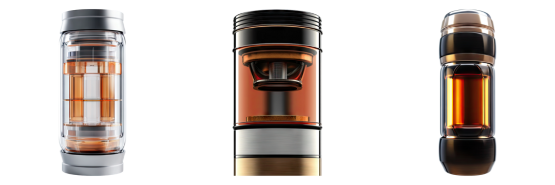 Cross section of thermos isolated on transparent background, Set of
