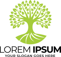 Obraz premium Tree logo design, plant green leaves symbol icon
