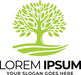 Obraz premium Tree logo design, plant green leaves symbol icon