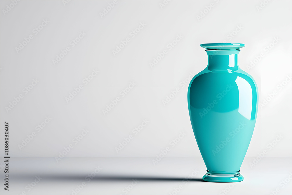 Aufkleber elegant and glossy turquoise vase on a simple background displaying minimalist design and contempora
