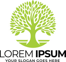 Obraz premium Tree logo design, plant green leaves symbol icon