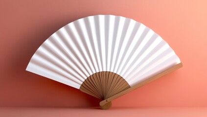 Simple White Paper Folding Fan Against a Plain Background