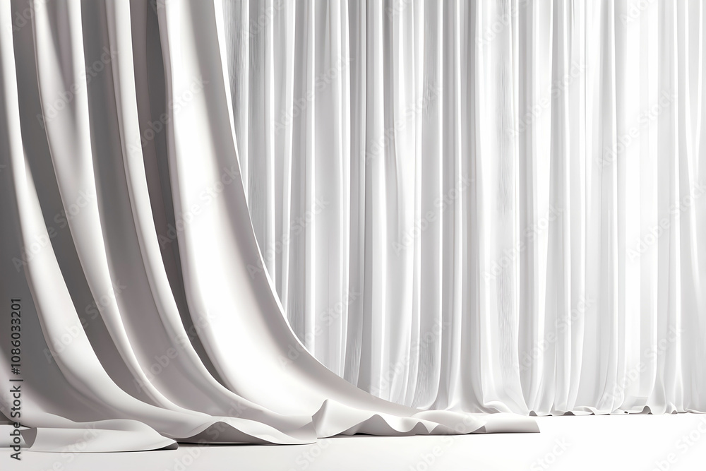 Poster elegant white drapery with soft folds and light diffusion creating a serene atmosphere, ideal for st
