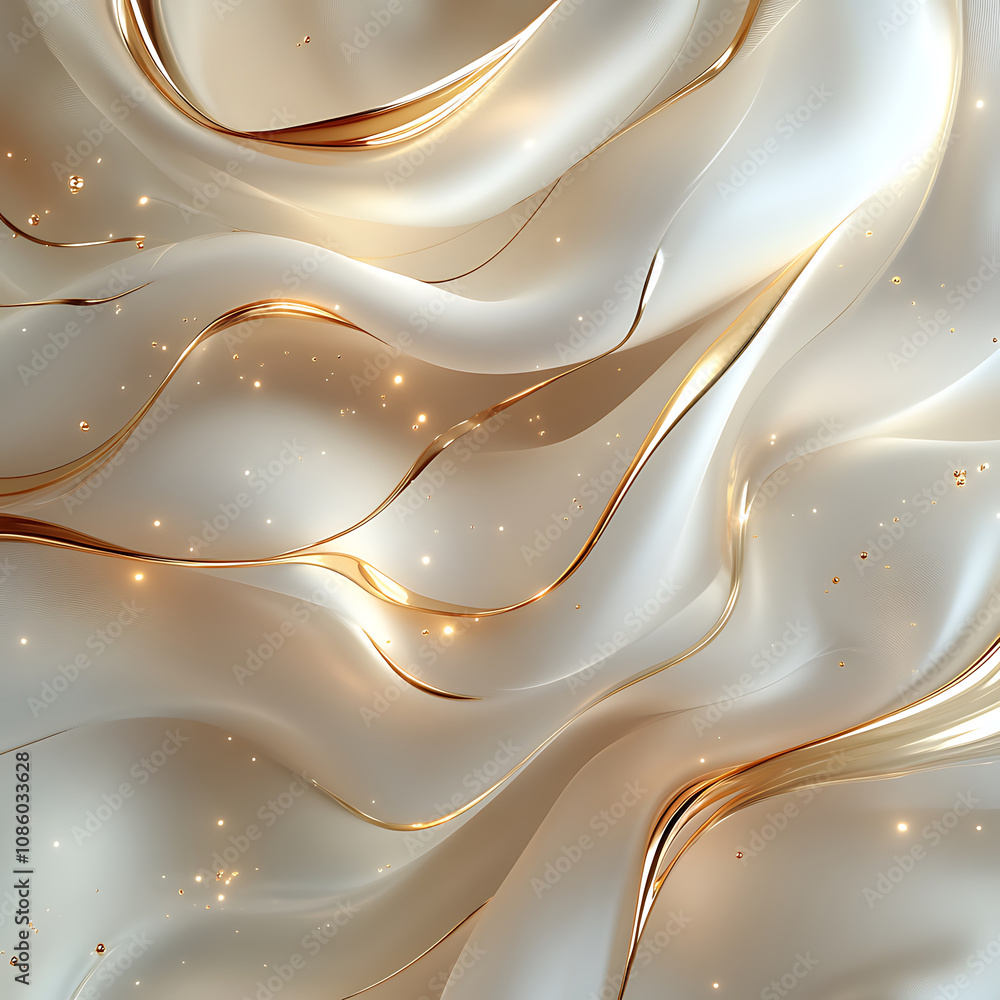Poster elegant abstract beige background with delicate golden waves and soft textures, creating luxurious a