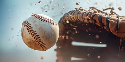 Close Up of a Baseball Being Caught in a Glove
