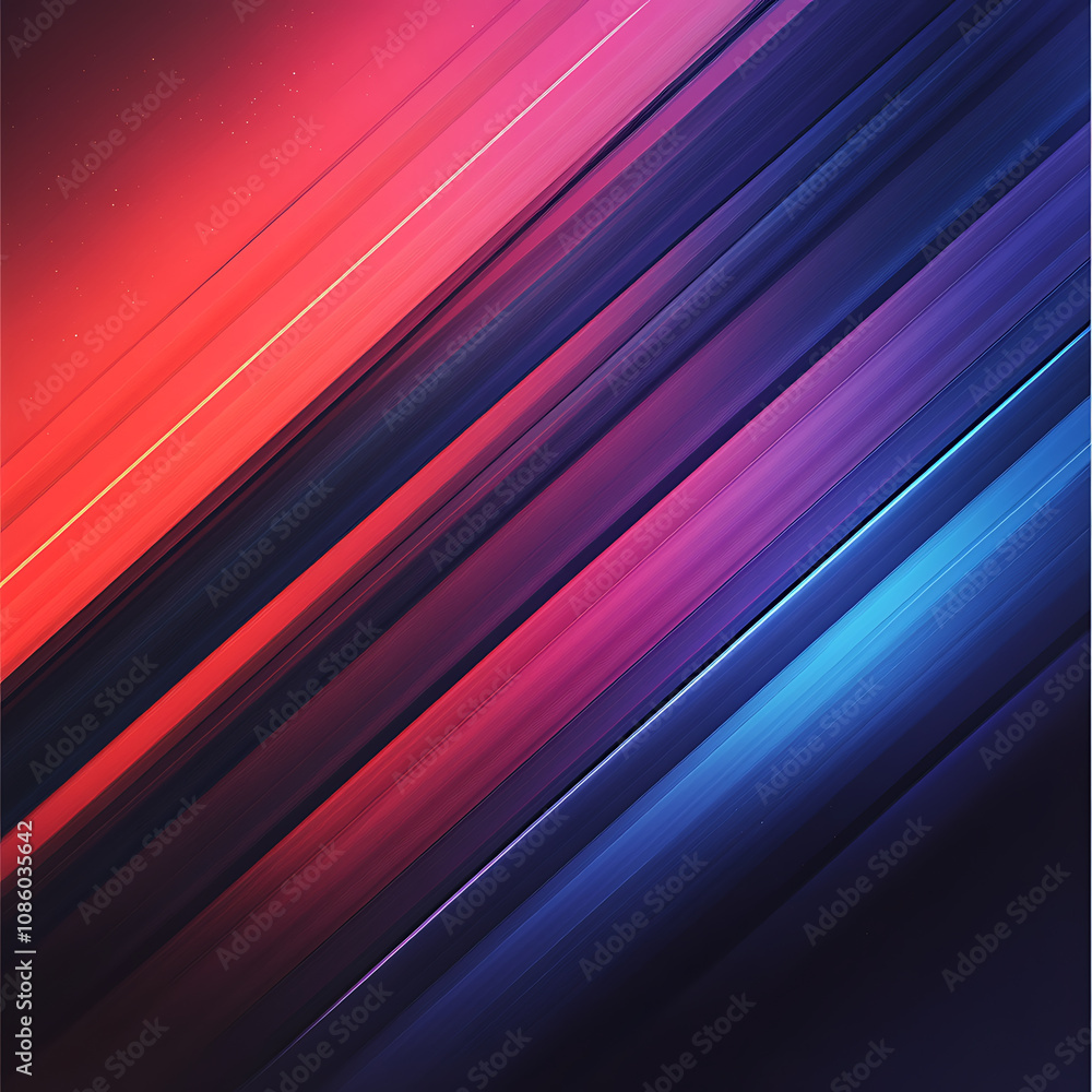 Poster vibrant abstract background featuring diagonal lines in shades of red, blue, and purple, creating dy