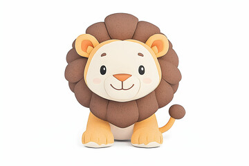 Naklejka premium Cute Cartoon Lion Character with Big Eyes and Soft Colors Ideal for Children's Illustration, Educational Material, and Animation Projects Featuring Adorable Animal Design