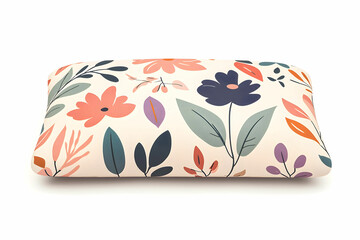 Decorative Pillow with Colorful Floral Pattern Featuring Various Leaves and Blossoms on a Soft Background for Home Decor and Interior Design