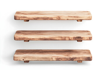 Obraz premium Rustic Wooden Shelves with Natural Grain and Smooth Finish Perfect for Home Decor, Minimalist Style, and Creative Display Solutions in Modern Interiors