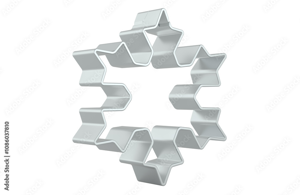 Poster winter snowflake cookie cutter. 3d rendering isolated on transparent background