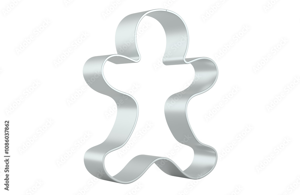 Poster gingerbread man cookie cutter. 3d rendering isolated on transparent background