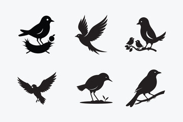 Discover a stunning collection of bird silhouette vectors, perfect for creative projects. These high-quality, scalable designs feature elegant bird silhouette in various poses.