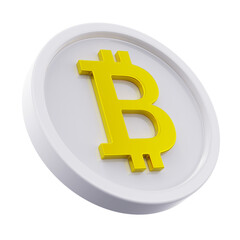 3D Crypto Coin Bitcoin Symbol Isolated Transparent Background